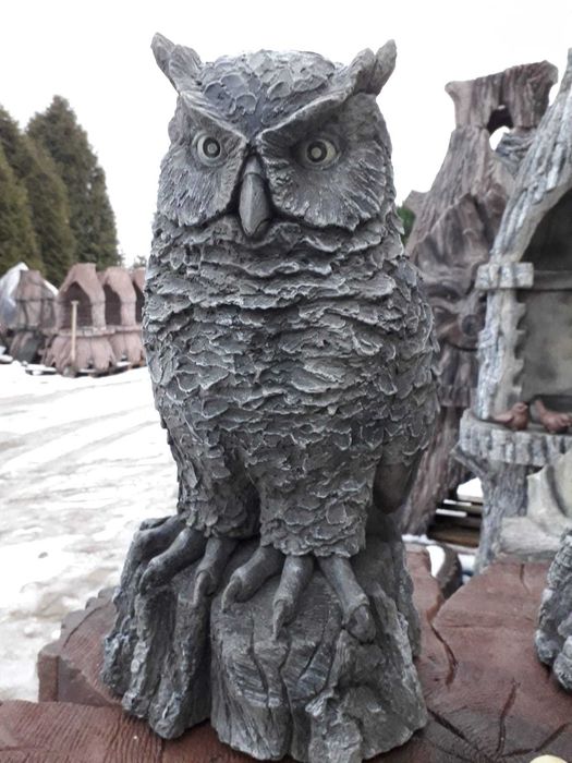sowa betonowa , ogrodowa , rzeźba