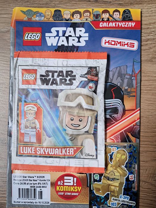 Lego Star Wars gazetka z saszetką Luke Skywalker.