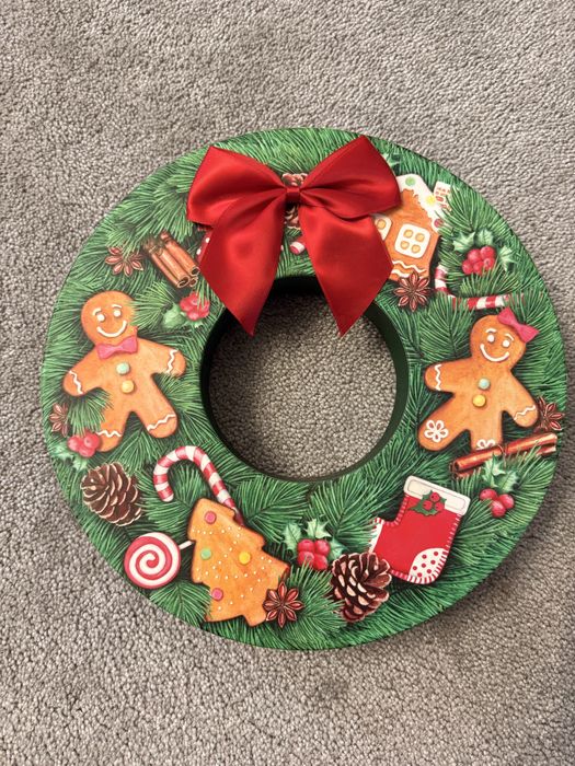 Святковий бокс в формі кола, коробка різдвяний вінок