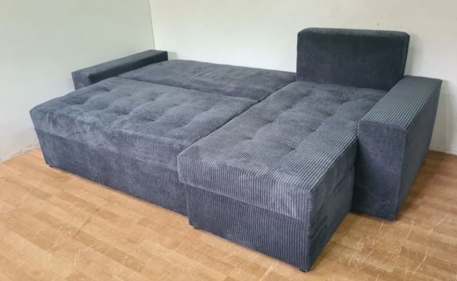 Nowy Narożnik sprężyny automat sztruks welur plusz kanapa sofa rogówka