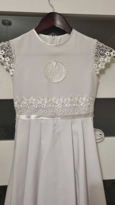 Zestaw Alba komunijna, wianek, bolerko roz. 140/146