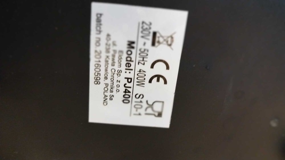 Wyciskarka wolnoobrotowa Eldom PJ400, niesprawna