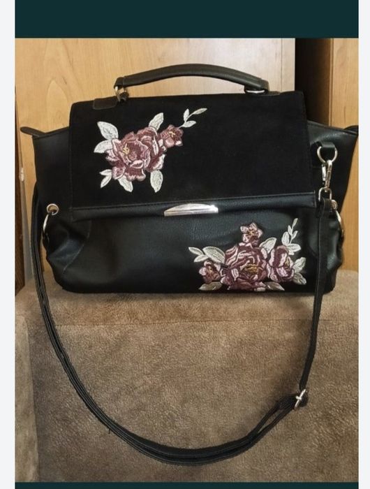 Жіноча сумка Catwalk із вишивкою,шкіра флотар,замша