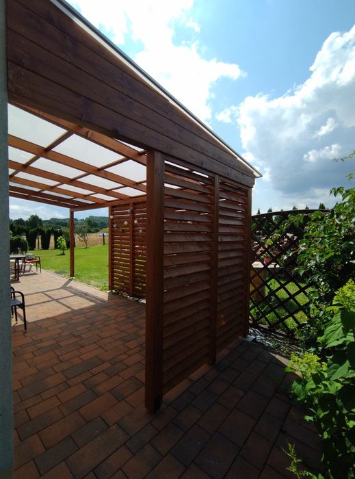 Zadaszenie tarasu, altana ogrodowa, pergola, poliwęglan, balustrada