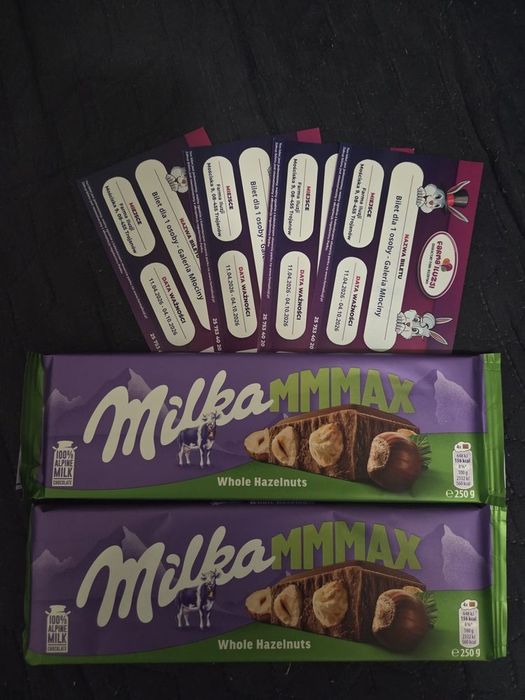 4 bilety do farmy iluzji i 2 czekolady Milka