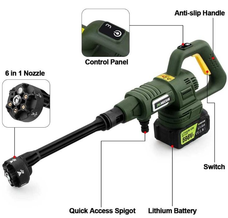 Pistola De Lavagem sem fios de Alta Pressão 200 BAR 2 baterias e mala