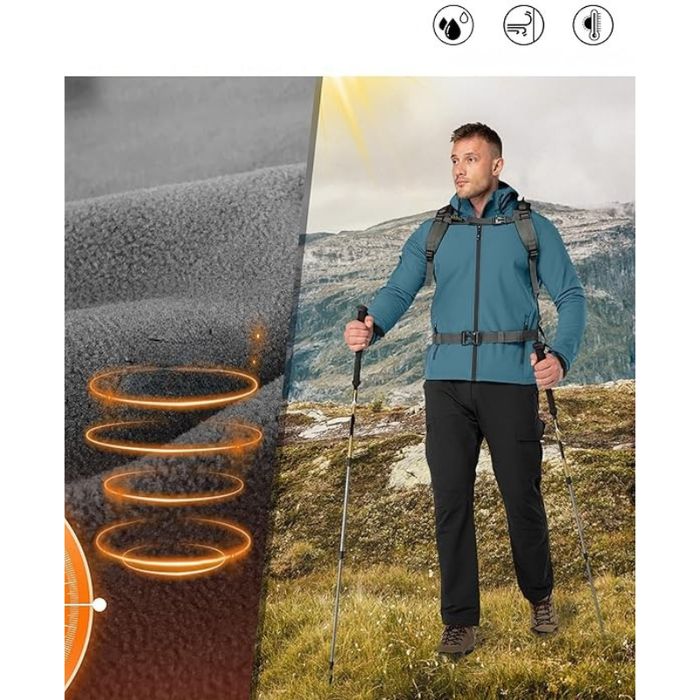 Męska Kurtka Softshell Wodoodporna 8000 mm Polar Kaptur M Niebieska
