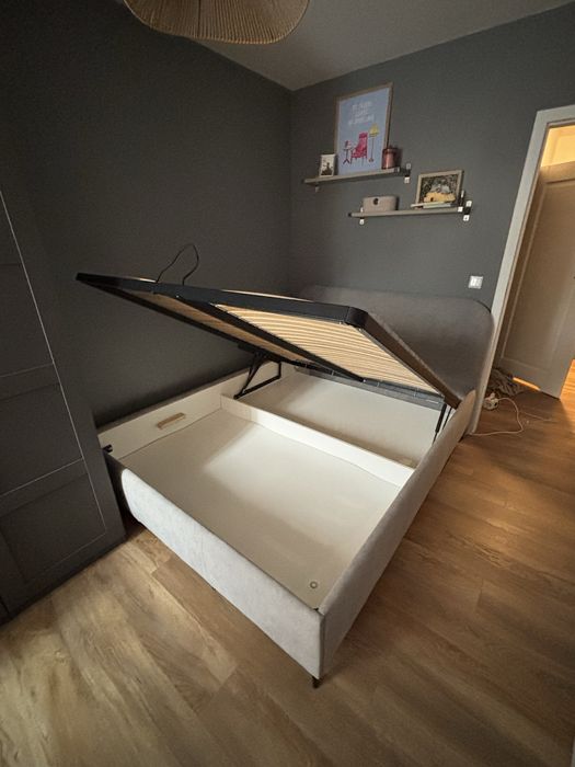 Lóżko tapicerowane 160/200 stelaż szare
