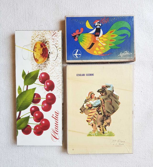 Wedel stare pudełka logo PLL LOT 3 szt.