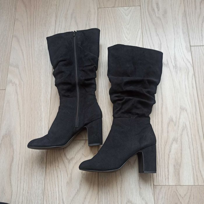 Чорні замшеві чоботи, сапоги, р.36