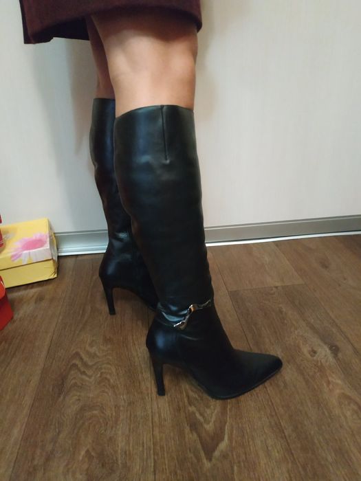 Сапоги на каблуке , зимние