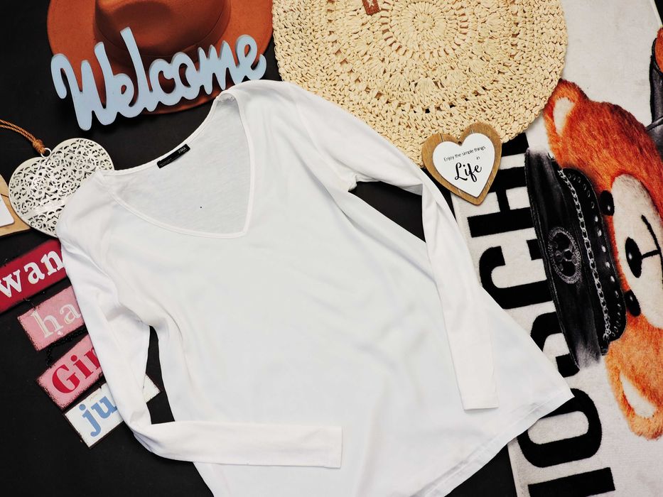 Zara Biała elegancka bluzka w serek S