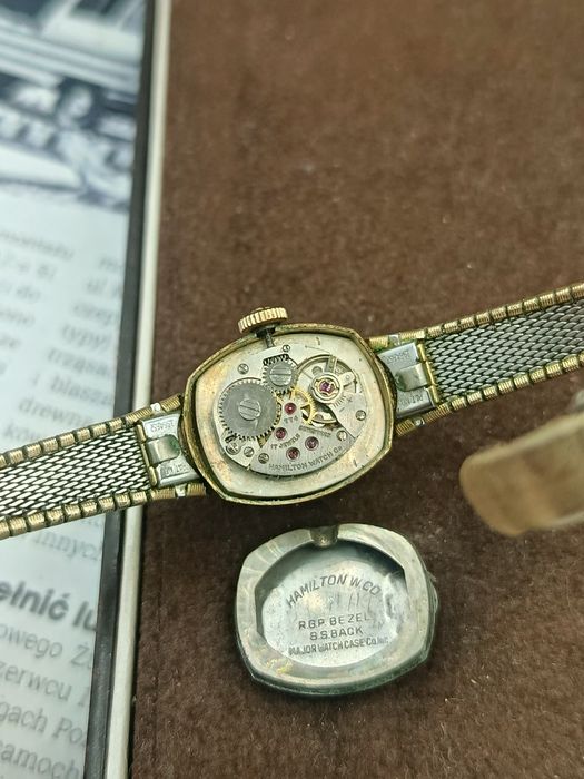 Zegarek damski Hamilton mechaniczny pozłacany au