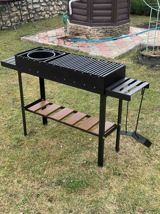 Великий мангал з решіткою та підставкою метал 5 мм ВСЕ В КОМПЛЕКТІ