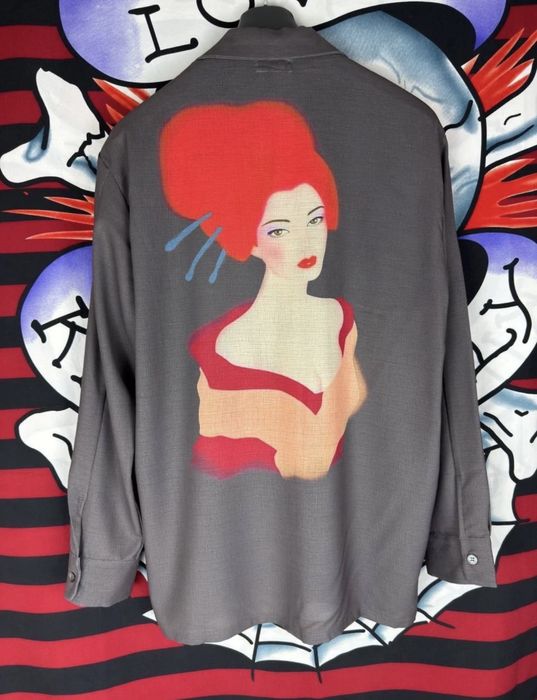 Yohji Yamamoto 2002 spring summer Saeko Tsuemura airbrush Pinup Jacket SS02