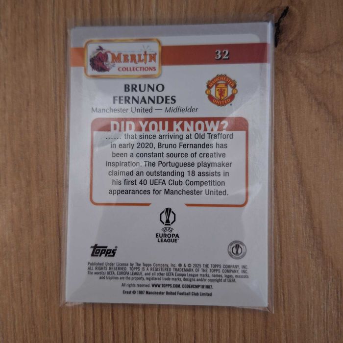 Karta Bruno Fernandes Manchester United - Topps Merlin