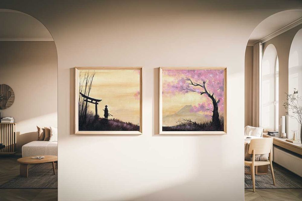 "Echo kwitnącej doliny" – obraz akrylowy 15x15 cm ręcznie malowany