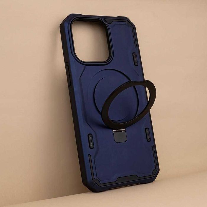 Plecki Etui Pancerne Defender Mag Ring do Apple Iphone 13 granatowe