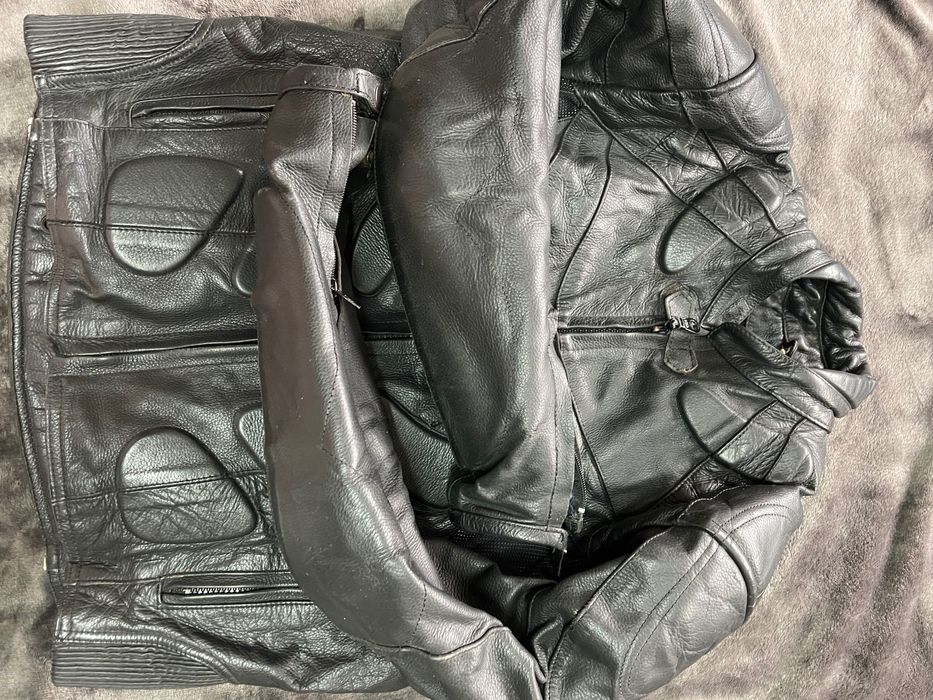 Jaqueta de couro legítimo com blindagem (motociclistas)