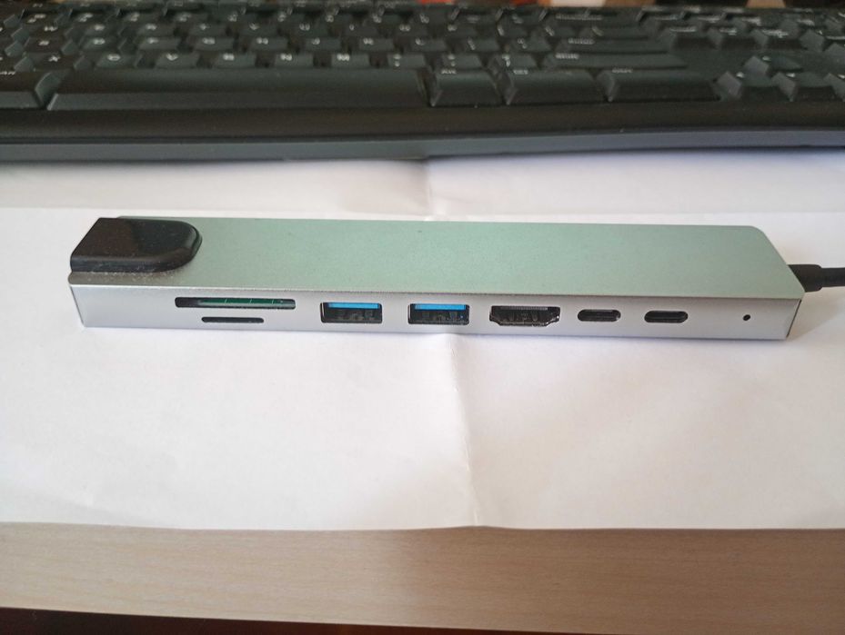 MacBook/PC 8w1 Adapter Hub Usb C 3.0 Hdmi 4k Rj45 Pd Sd Tf