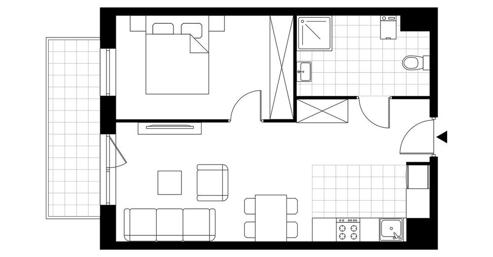 2-pokojowe mieszkanie 43m2 + balkon