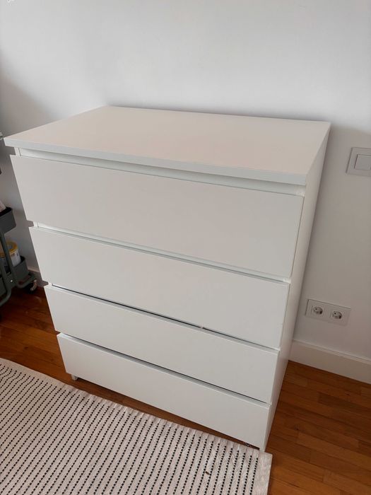 Cómoda c/4 gavetas, branco, 80x100 cm