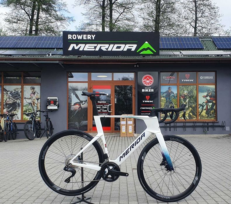 Rower szosowy aero Merida REACTO 5000 - kolekcja 2027 ! L (56 cm) Shimano 105  Di2 NOWOŚĆ kolor PEARL/BLUE (TEAL) NOWA cena