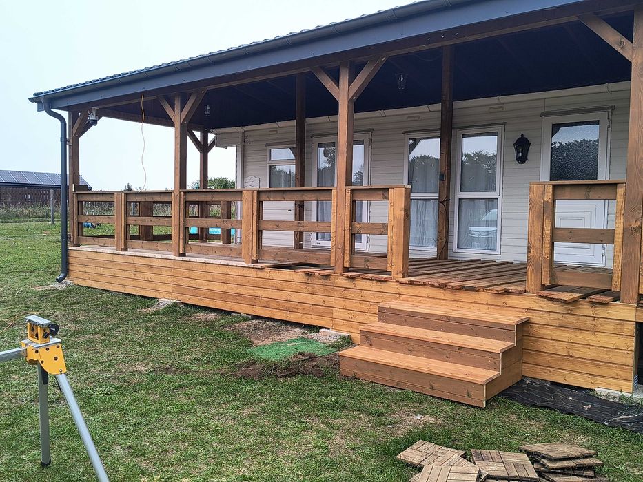 taras, wiata, zadaszenie, domki, garaż drewniany.