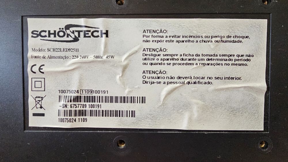 Tv Schontech SCH22LED92511 com comando
