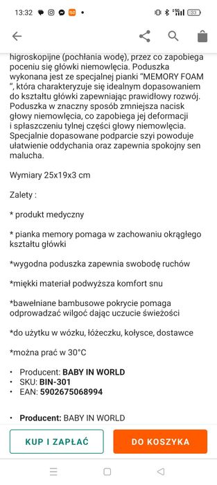 Poduszka niemowlęca - korygująca
