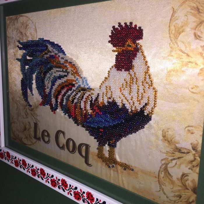 Картина бісером "Півень", український оберіг