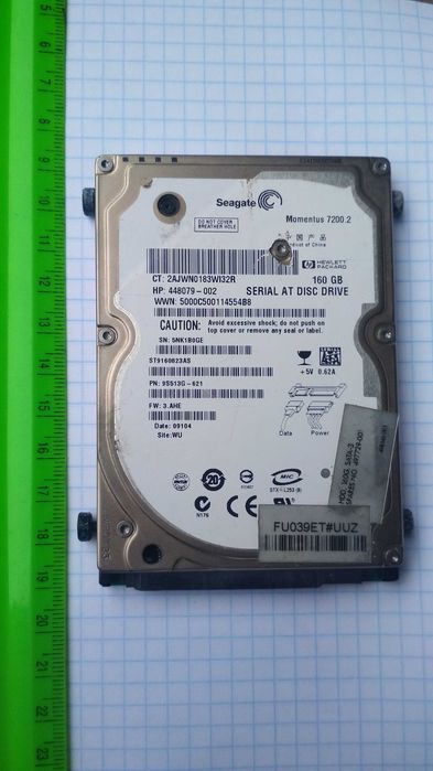 Seagate 160 Гб 7200 sATA Неробочий вінчестер жорсткий диск 2,5 дюйма