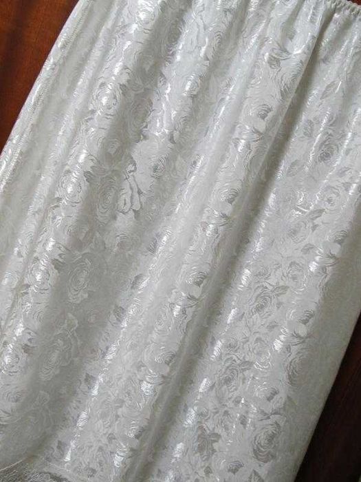 Подъюбник белый атласный жаккардовый цветочный узор кружево