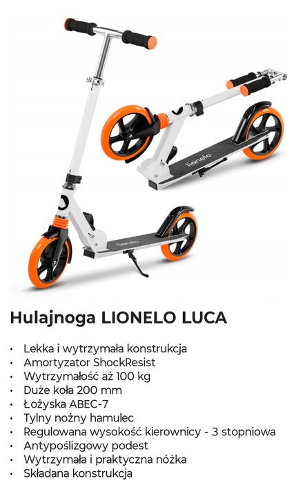 Hulajnoga Lionelo Luca w super stanie