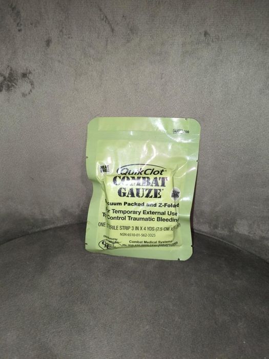 Кровоспинний гемостатичний бинт QuikClot Combat Gauze (Z-Fold) — оригінал США для аптечки IFAK
