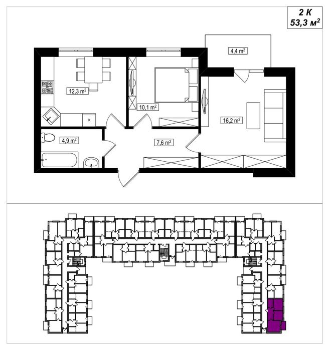 Продаж! 2-кімнатна квартира 53,3 м2. ЖК Амстердам Клубний, Білогородка