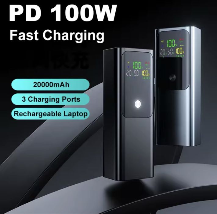 Потужний Power Bank 100W 20000mAh – Ідеально для ноутбука та смартфона!