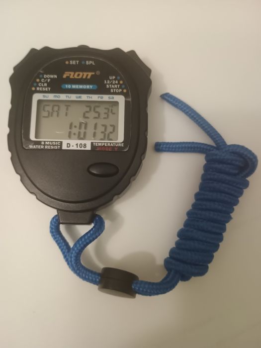 Електронний секундомір, пам'ять 10 результатів температура Flott D-108