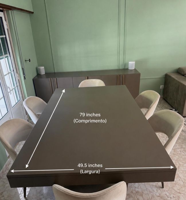 Mesa de Jantar Extensível LASKASAS com 6 Cadeiras