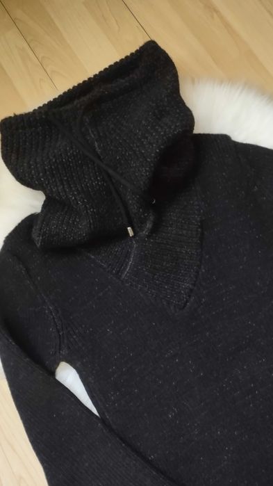 Sweter męski Ce&Ce z wysokim golfem kolor czarny rozmiar S/M z wełną