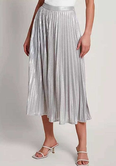 Шикарная серебристая плиссированная юбка Monsoon, р. М/L