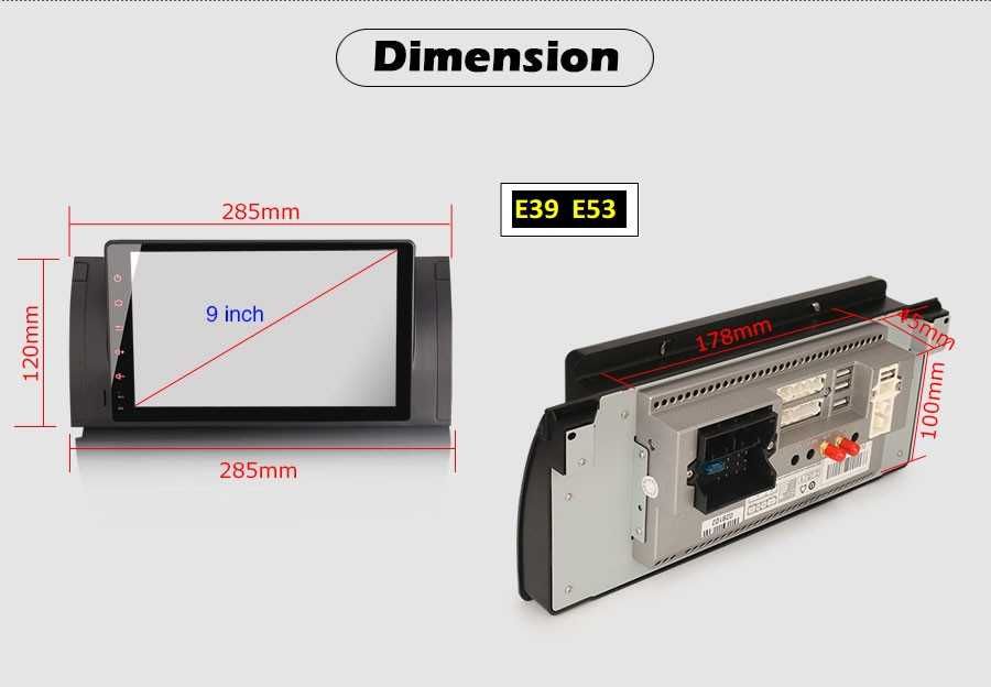 Auto radio 9" BMW E46 E39 53 Android 14 64GB Sem Botões