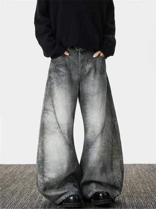 Baggy flared jeans Широкі джинси washed acne studios racer кльош принт