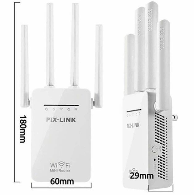 Репітер підсилювач WiFi сигналу з 4-ма вбудованими антенами Pix-Link