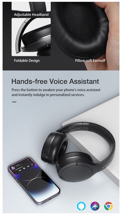 Auscultadores sem fio BlitzWolf com cancelamento ativo de ruído, BT