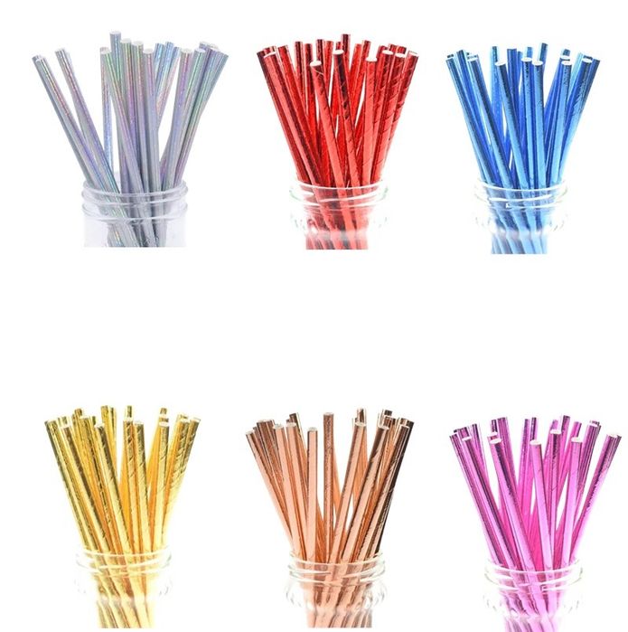 10X Papierowe Słomki