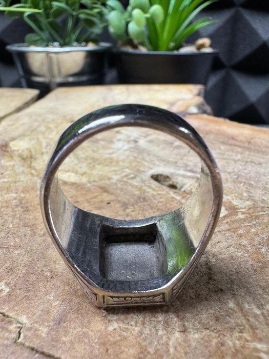 Stary duży sygnet srebro pękny