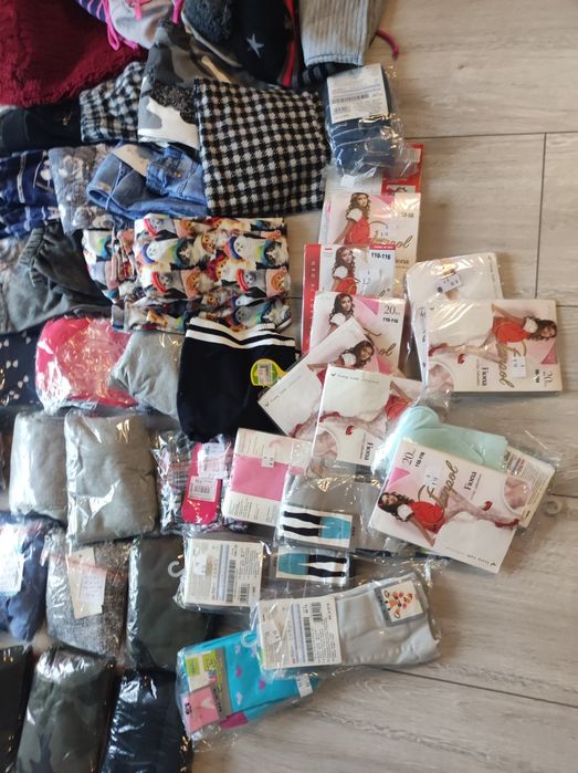 Paka ubrań nowe spodnie,  getry, rajstopy