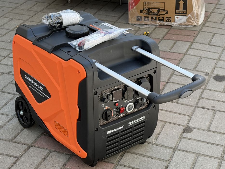 Газ бензин инверторный генератор 5квт 5.5 квт HUSQVARNA G5000i-ES-GAZ на газе газу бензиновый с электростартером запуск электро с пульта на колесах