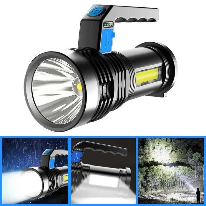 Lanterna LED Recarregável USB de Trabalho 3W + COB Lateral (NOVO)